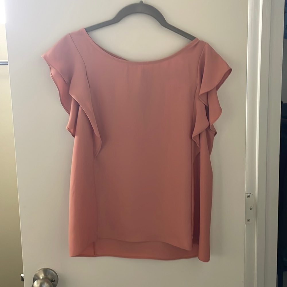 Coral Blouse with Keyhole Back